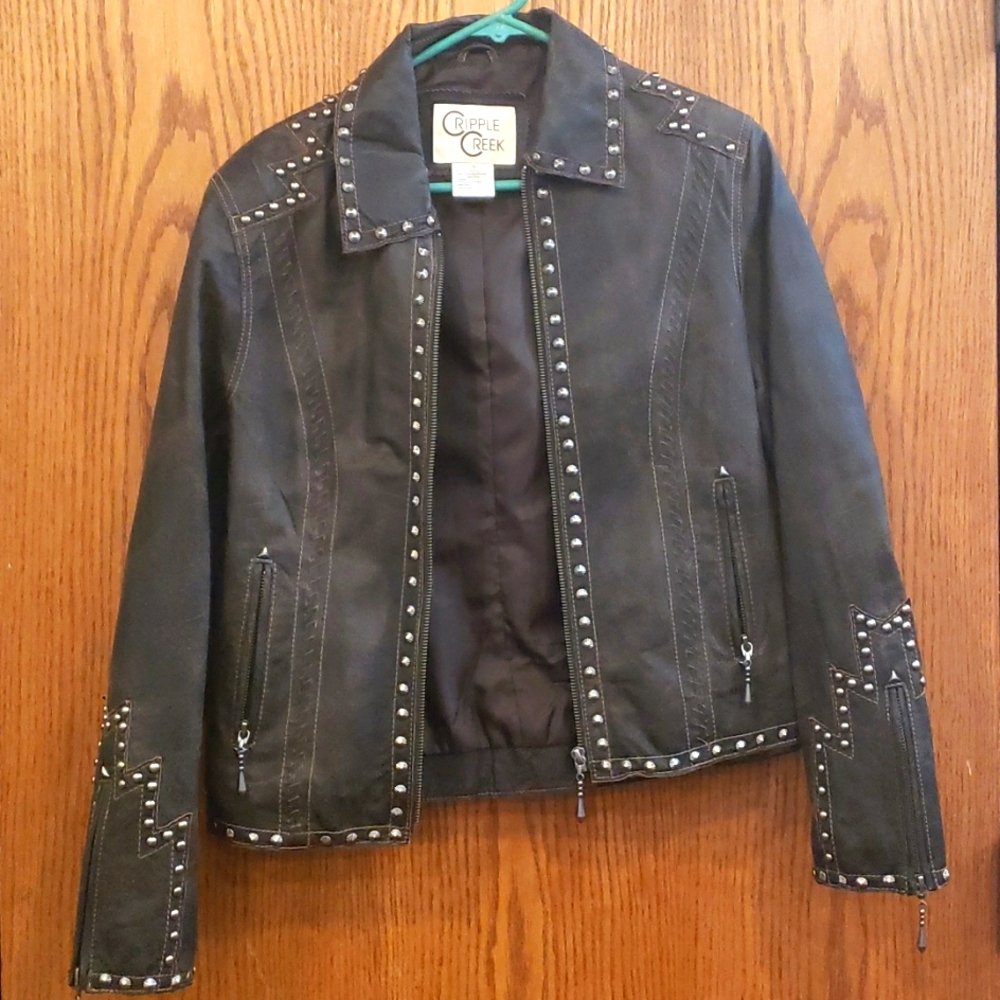 Cripple Creek Studded Leather Jacket Women's Small